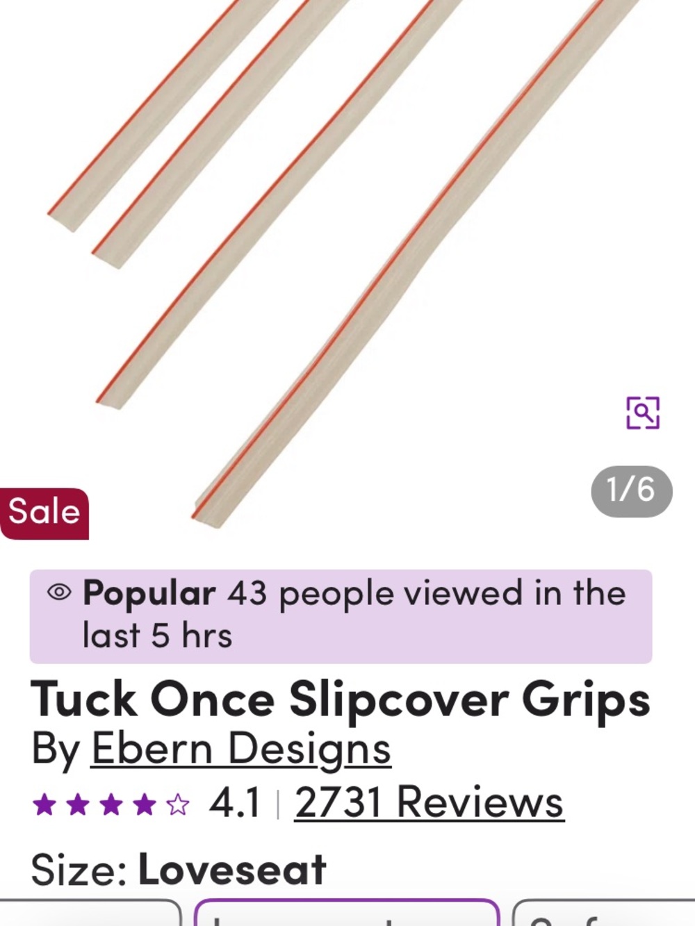 Ebern Designs Slipcover Grips in Beige with Red Stripe